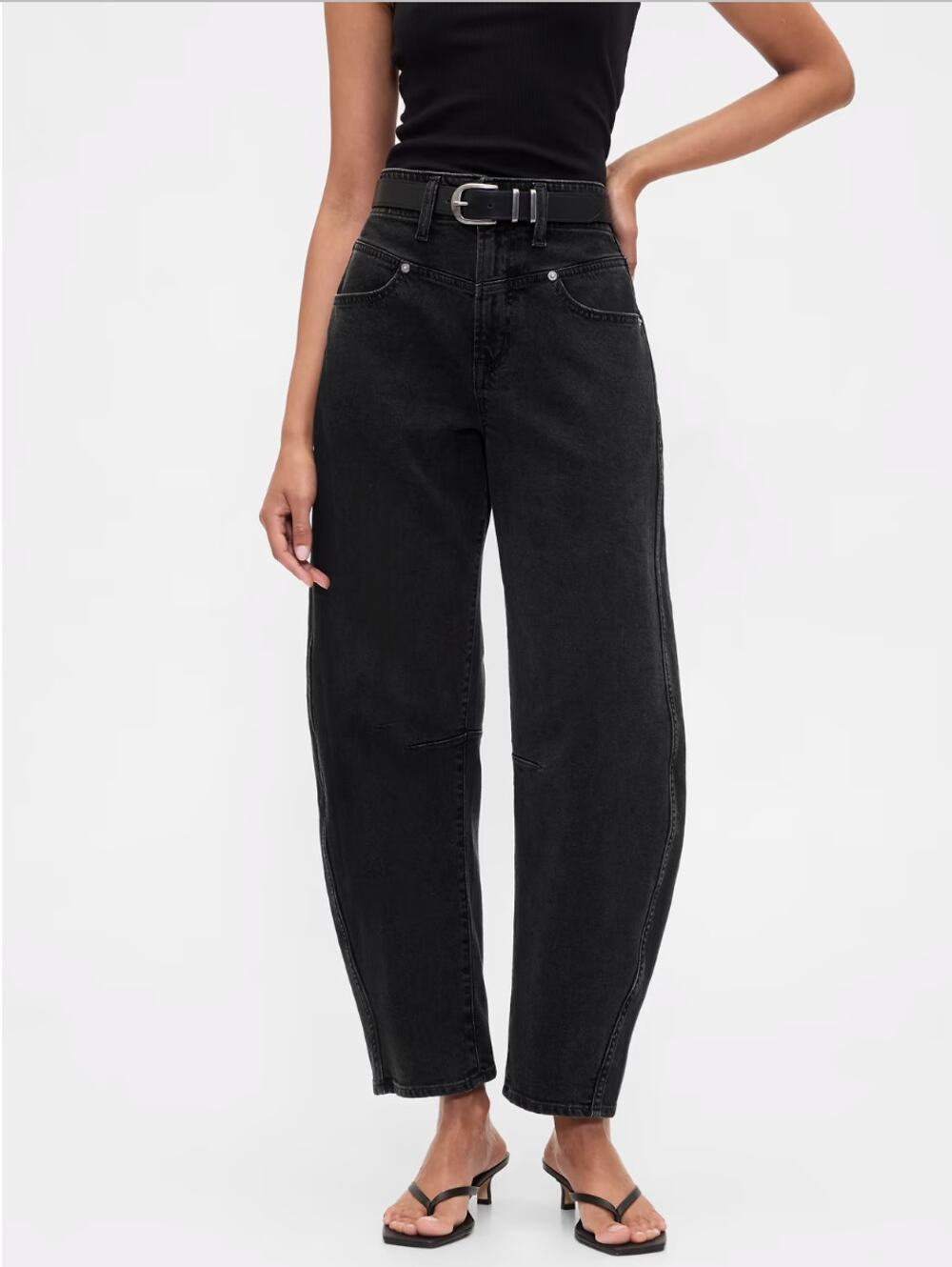GAP Women's Black Barrel High Rise Regular Jeans Size 29/8R